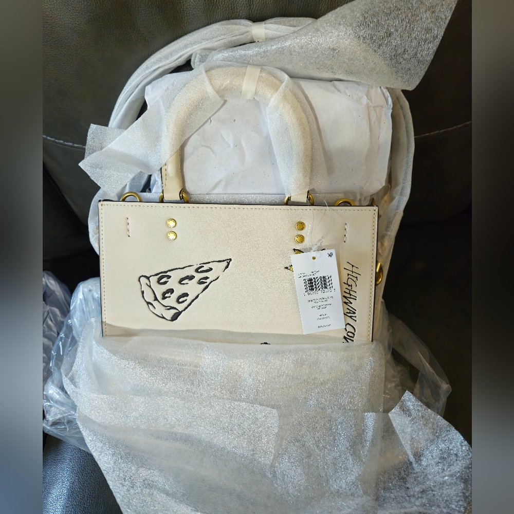 Coach Rogue 25 NYC Sketch Print Leather Satchel Crossbody Bag Chalk White - Picture 8 of 16